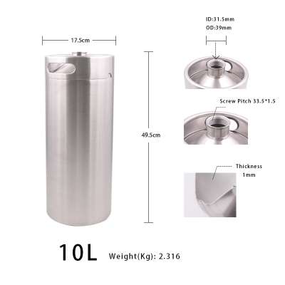 Portable 10 litre beer kegs with beer tap dispenser