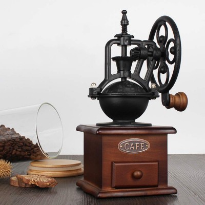 Amazon hot sell manual hand crank DIY coffee bean antique cast iron coffee grinder